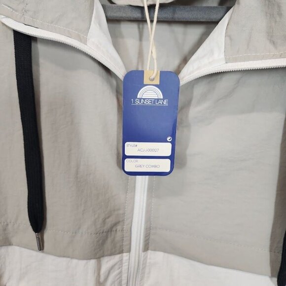 1 Sunset Lane Color Block Windbreaker Jacket in Grey Combo - Size Medium - Picture 7 of 9